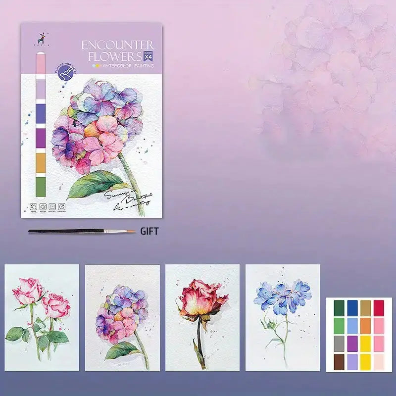 Creative Watercolor Coloring Book with Pigment Paper