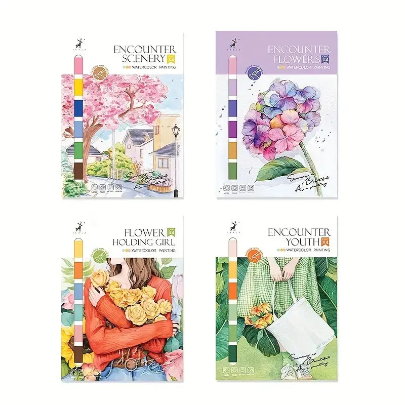Creative Watercolor Coloring Book with Pigment Paper