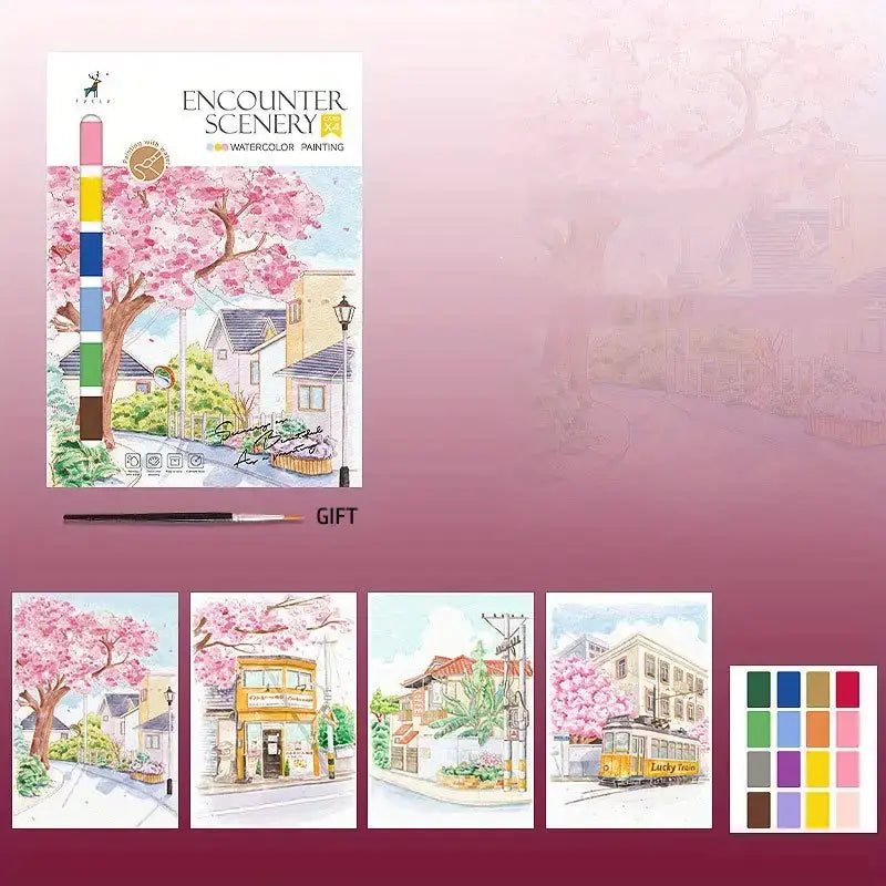 Creative Watercolor Coloring Book with Pigment Paper