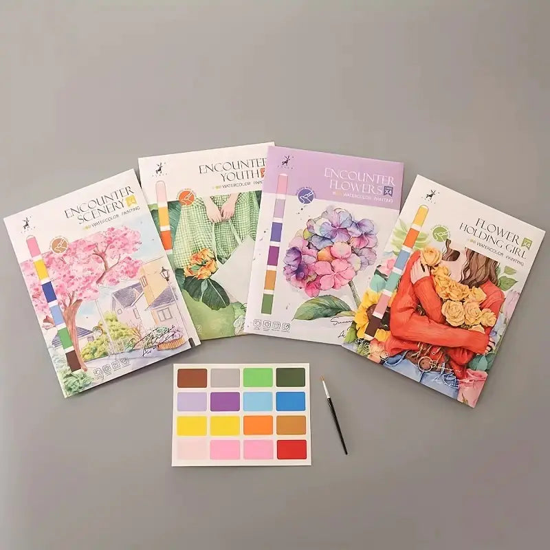 Creative Watercolor Coloring Book with Pigment Paper