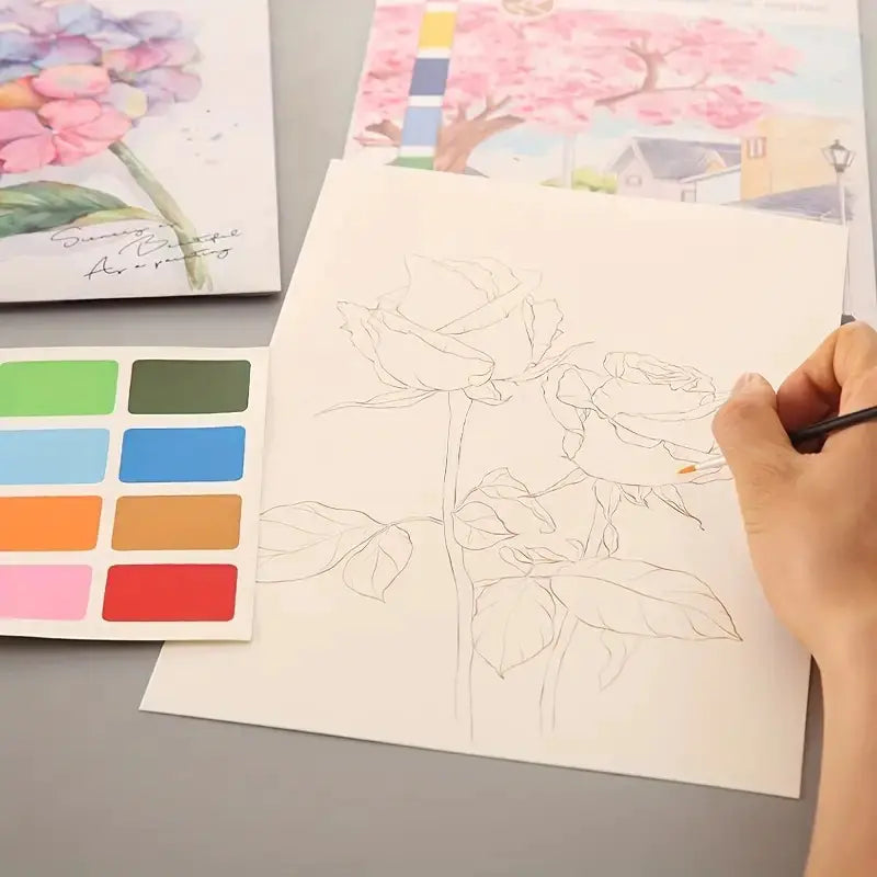 Creative Watercolor Coloring Book with Pigment Paper