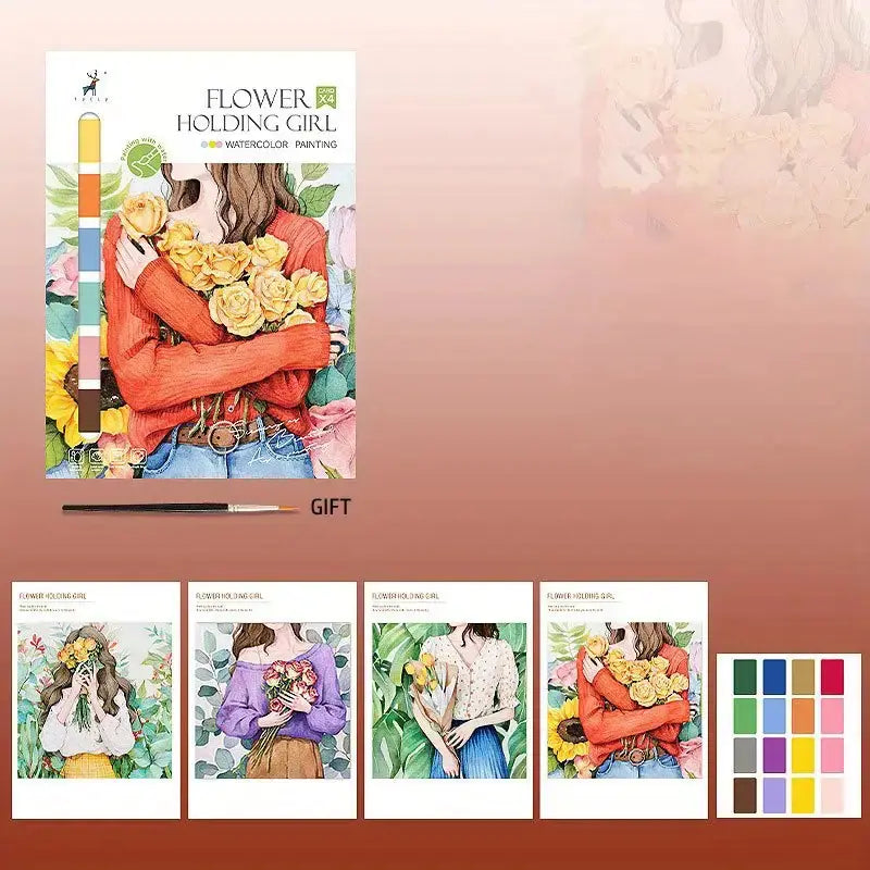 Creative Watercolor Coloring Book with Pigment Paper
