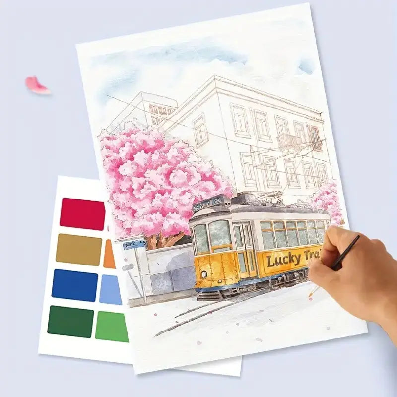 Creative Watercolor Coloring Book with Pigment Paper