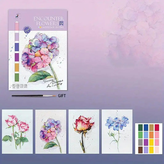Creative Watercolor Coloring Book with Pigment Paper