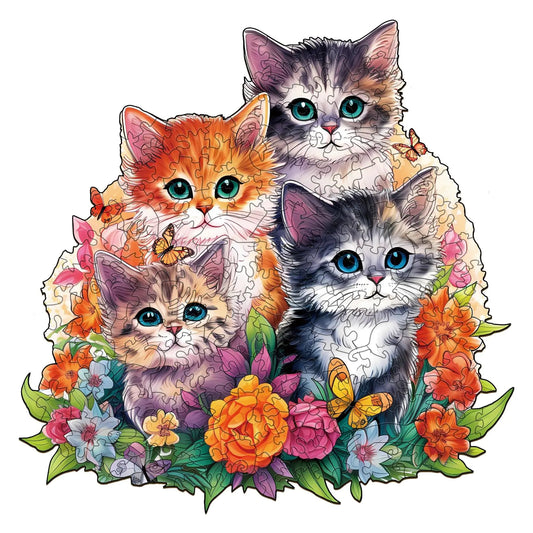 Wooden Puzzle for Adults Cute Kitten Puzzle (L 300pcs 13.3"x13.3")