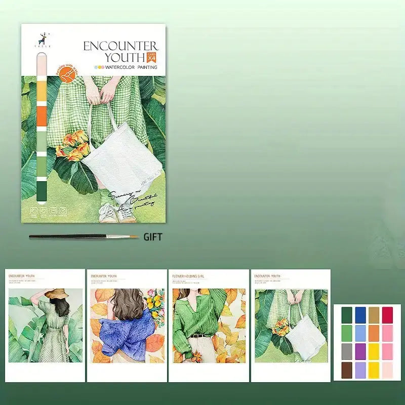Creative Watercolor Coloring Book with Pigment Paper