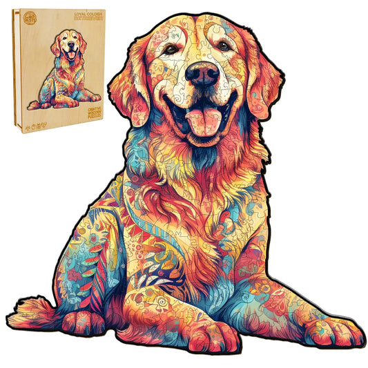 120 Piece Wooden Puzzles for Adults (S 9.4"x8.9") Golden Retriever Puzzle